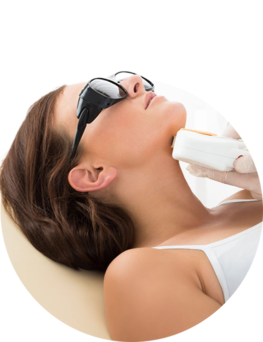 A woman is getting her teeth cleaned by an optician.